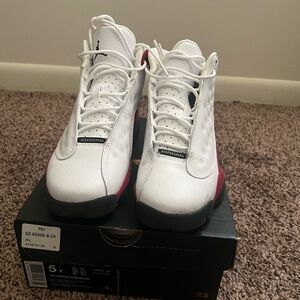 Jordan Kids White and Red High-Top Sneakers